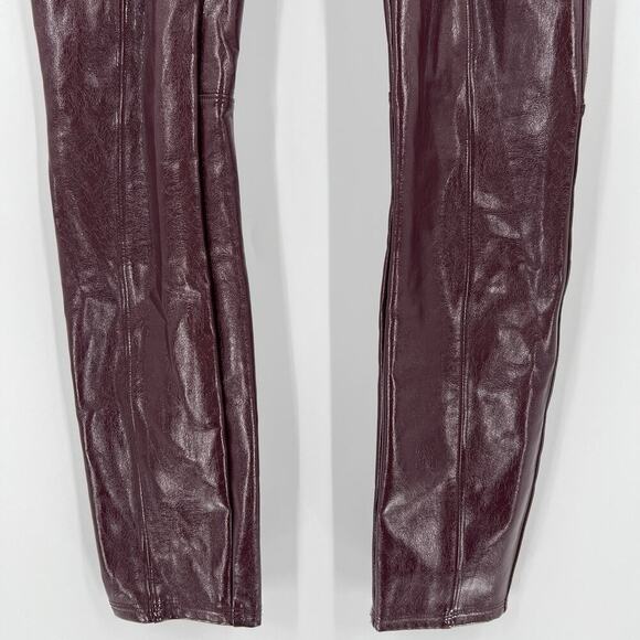 SPANX Faux Patent‎ Leather Liquid Glossy Leggings Ruby Red High Rise Size XS - Picture 5 of 12